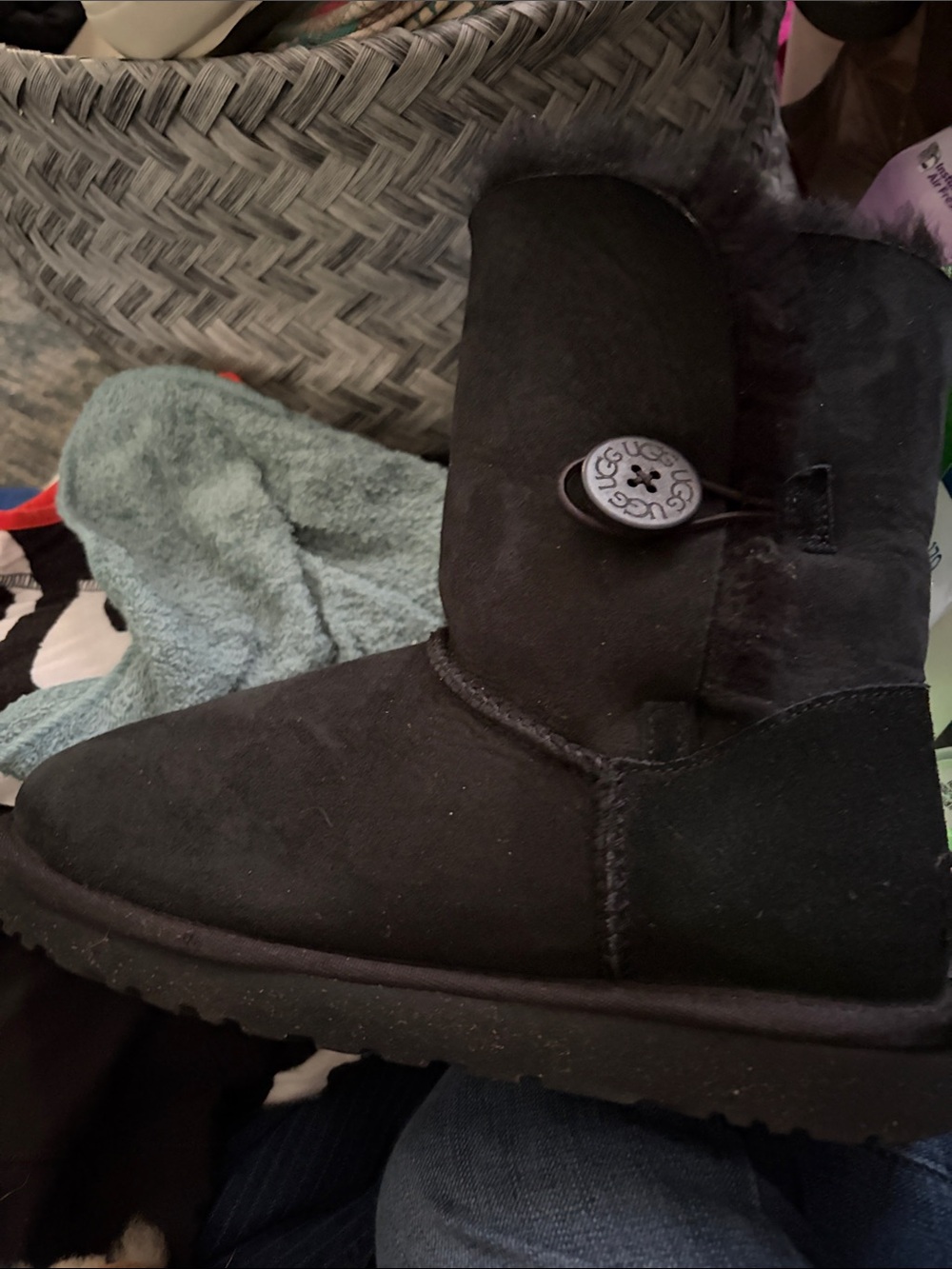 UGG Black Short Shearling Winter Boots
